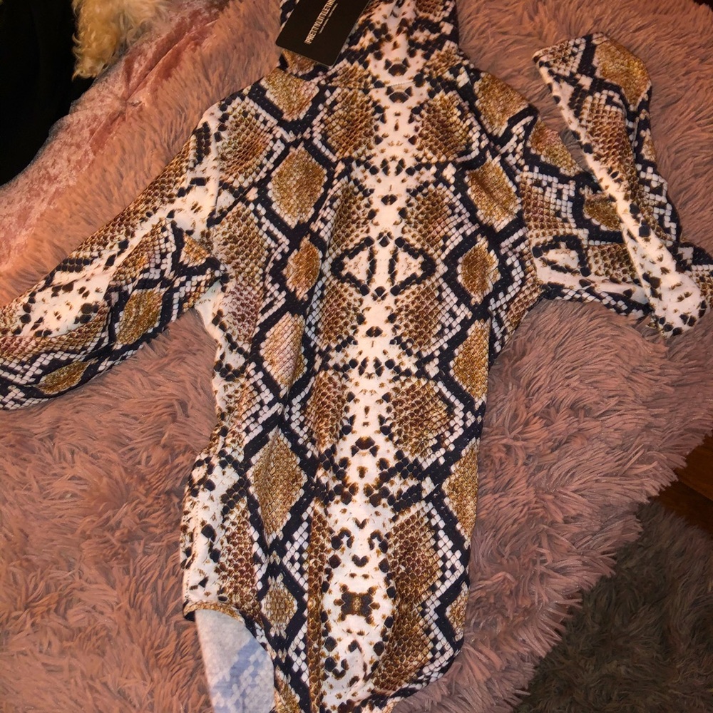 PLT Snake Print Brown Bodysuit